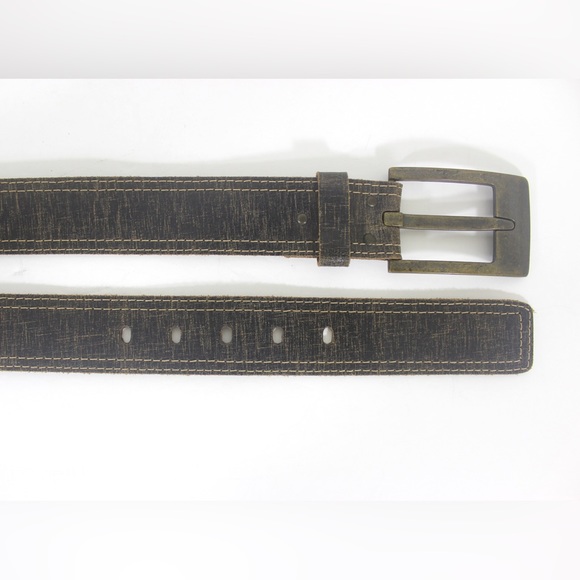 Distressed Black Gray Leather Belt Buffalo Made in Canada 35” - 39” Large unisex - Picture 3 of 9